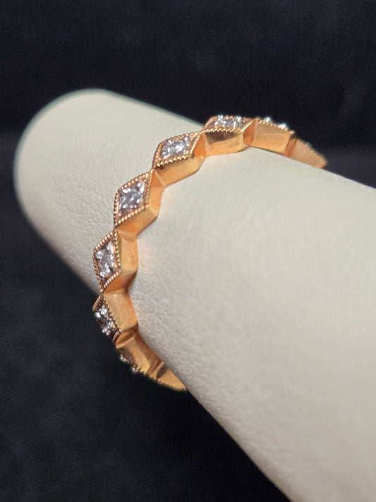 18K Rose Gold Eternity Ring 0.2ct Round Diamonds 2.8g