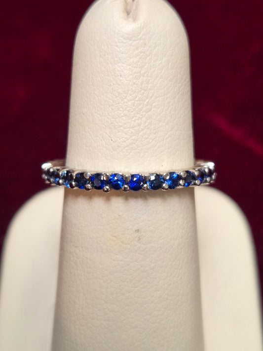 14K White Gold Eternity Ring 1.3ct Round Blue Sapphires 2.8g