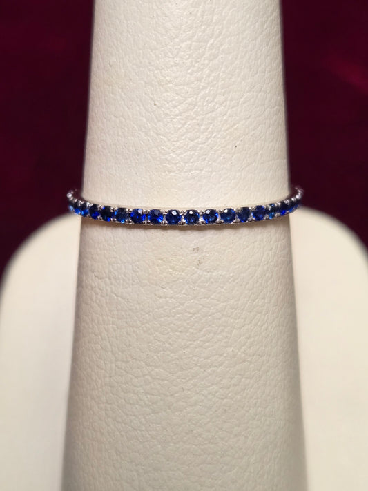14K White Gold Eternity Ring 0.44ct Round Sapphires 0.8g
