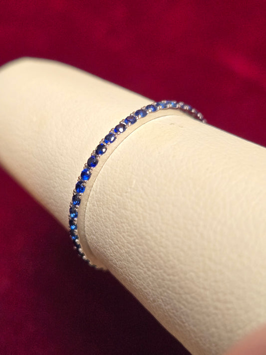 14K White Gold Eternity Ring 0.44ct Round Sapphires 0.8g