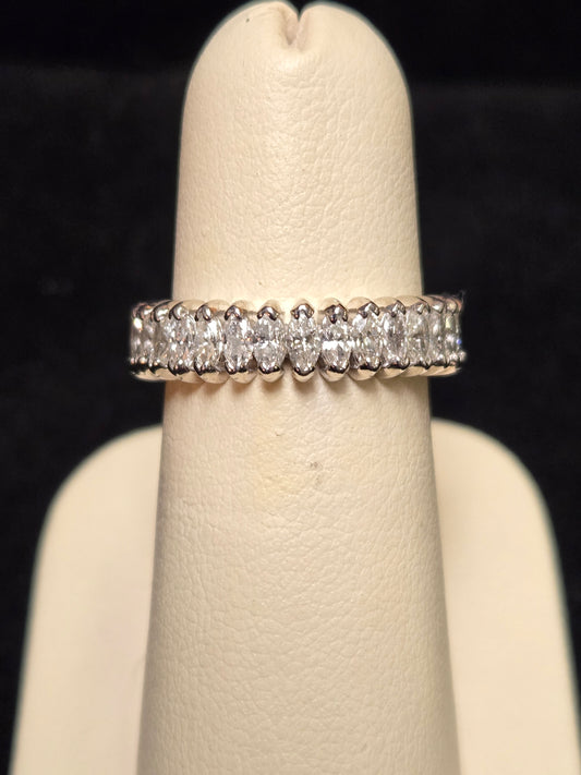 14K White Gold Eternity Ring 2ct Marquise Diamonds 4.6g