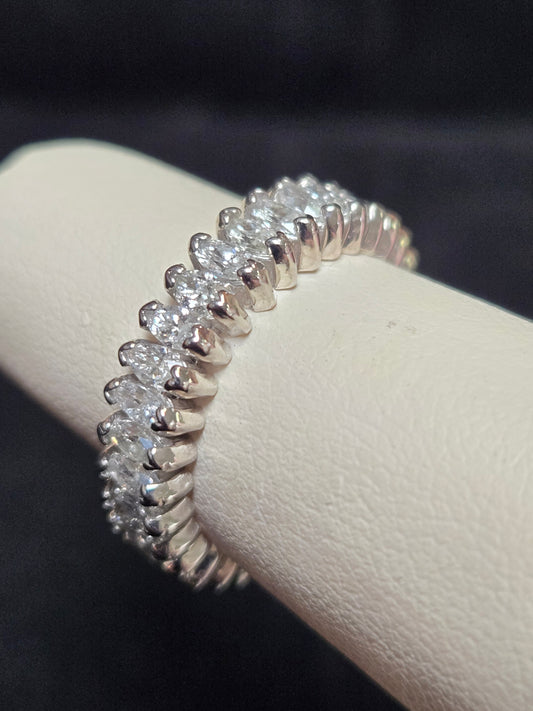 14K White Gold Eternity Ring 2ct Marquise Diamonds 4.6g