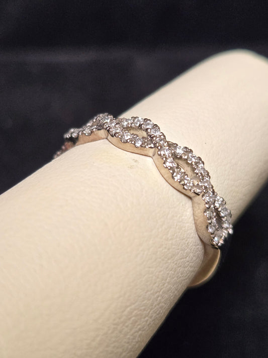 14K White Gold Ring 0.25ct Round Lab-Created Diamonds 2.4g