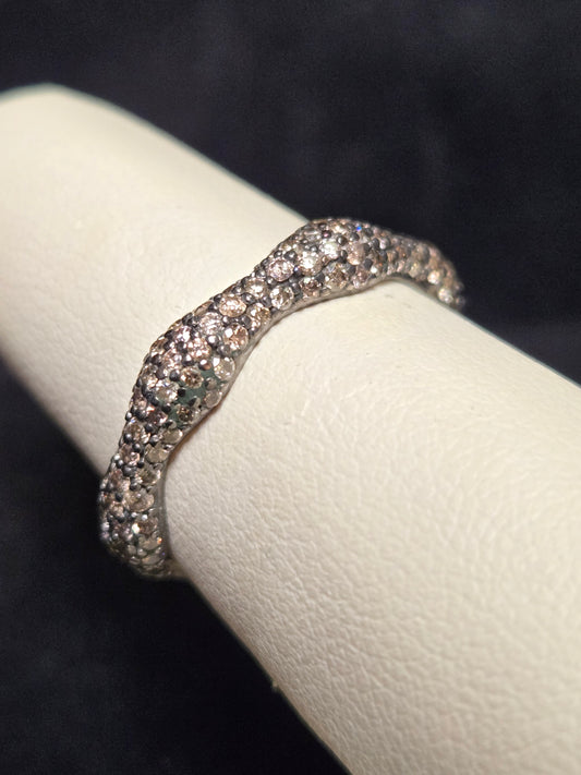 14K Blackened Rose Gold Ring 0.8ct Round Yellow Diamonds 2.1g