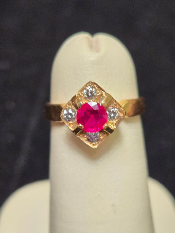 18K Gold 0.55ct Natural Ruby Ring 3.3g