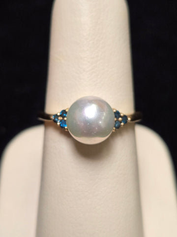 14K Gold Cultured Pearl Ring 3.2g