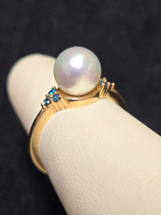 14K Gold Ring Round Pearl 3.2g