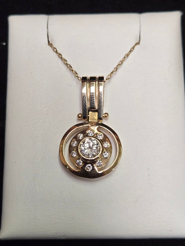 14K Gold Pendant 0.56ct Round-Cut Diamond 6.1g