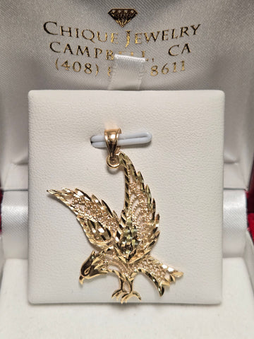 14K Gold Filigree Falcon Pendant 2.7g