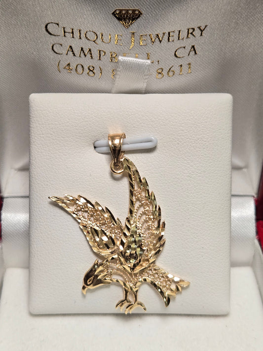 14K Gold Filigree Falcon Pendant 2.7g