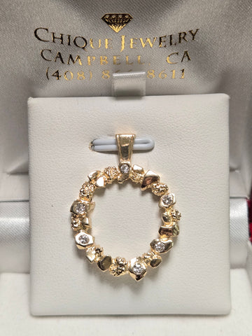 14K Gold Pendant 0.18ct Round-Cut Diamond 5.5g
