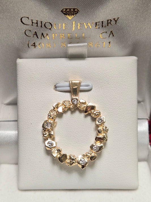 14K Gold Pendant 0.18ct Round Diamonds 5.5g