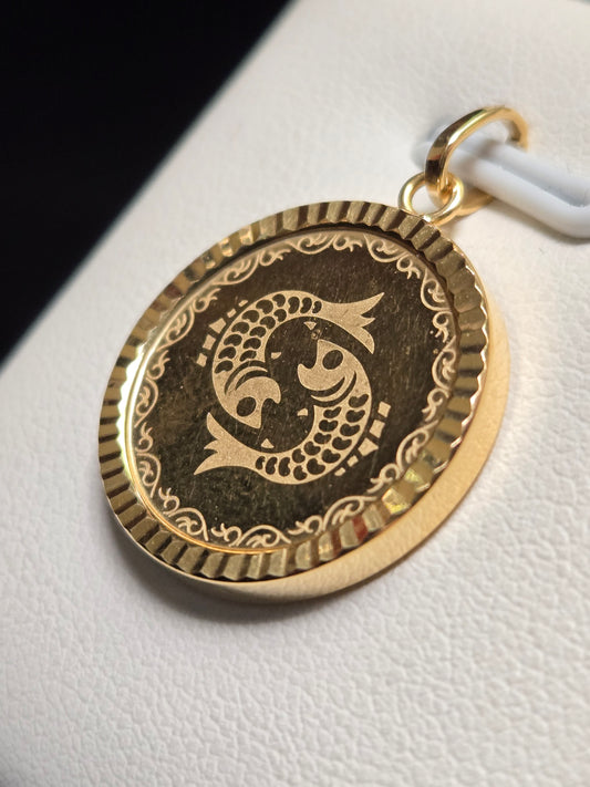 18K Gold Pisces Pendant 3.3g