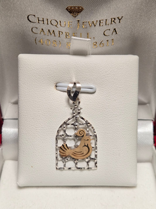 18K Multi-Tone Gold Bird Pendant 1.2g