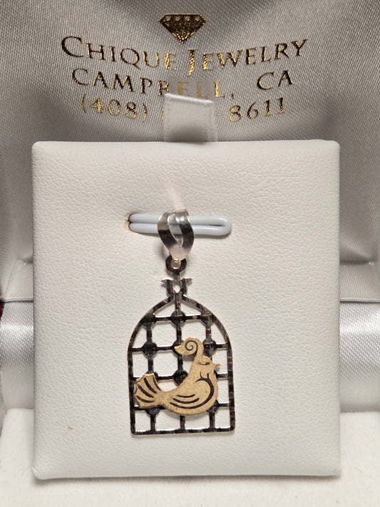 18K Multi-Tone Gold Bird Pendant 1.2g