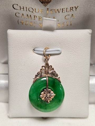 14K Gold Pendant Donut-Cut Jade 2.6g