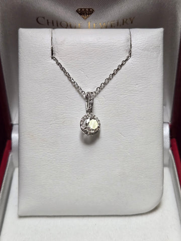 18K White Gold Pendant 0.49ct Round-Cut Diamond 0.8g