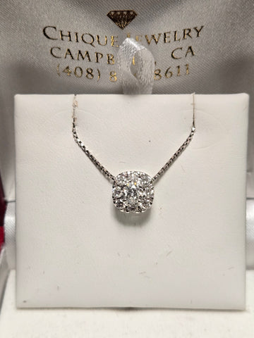14K White Gold Pendant 0.75ct Round-Cut Lab-Created Diamond 0.9g