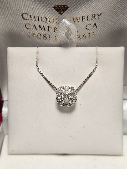 14K White Gold Pendant 0.75ct Round-Cut Lab-Created Diamond 0.9g