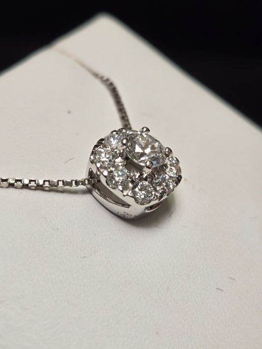 14K White Gold Pendant 0.75ct Round-Cut Lab-Created Diamond 0.9g