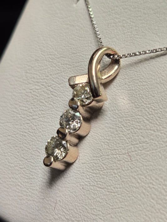 14K Gold Pendant 0.56ct Round-Cut Diamond 1.9g