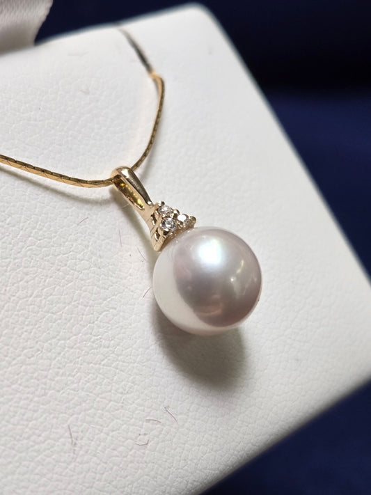 14K Gold Pendant Round Freshwater Pearl 1.4g