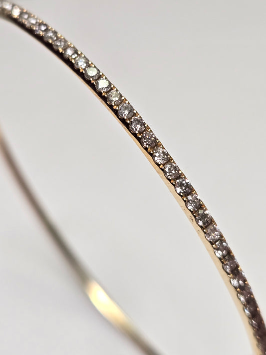 14K Gold Bangle Bracelet 2ct Round Diamonds 5.6g