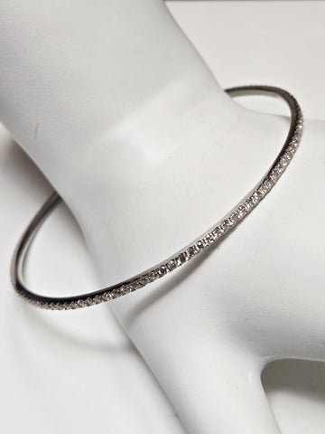 14K White Gold Bangle Bracelet 2ct Round Diamonds 6.5g