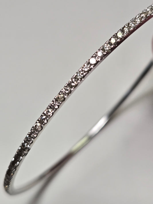 14K White Gold Bangle Bracelet 2ct Round Diamonds 6.5g