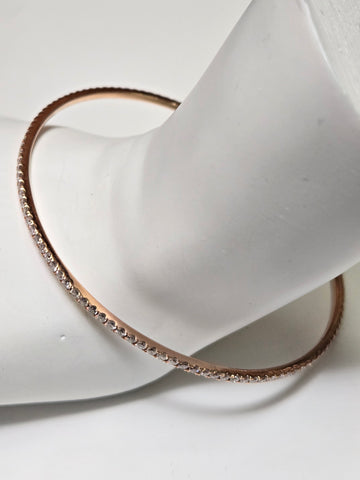 14K Rose Gold Bangle Bracelet 2ct Round Diamonds 5.6g