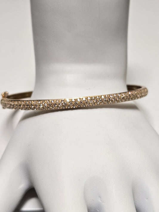 14K Gold Bangle Bracelet 1ct Round Diamonds 9.1g