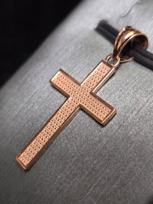 14K Rose Gold Cross Pendant 0.9g