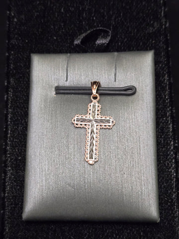 14K Multi-Tone Gold Cross Pendant 0.6g