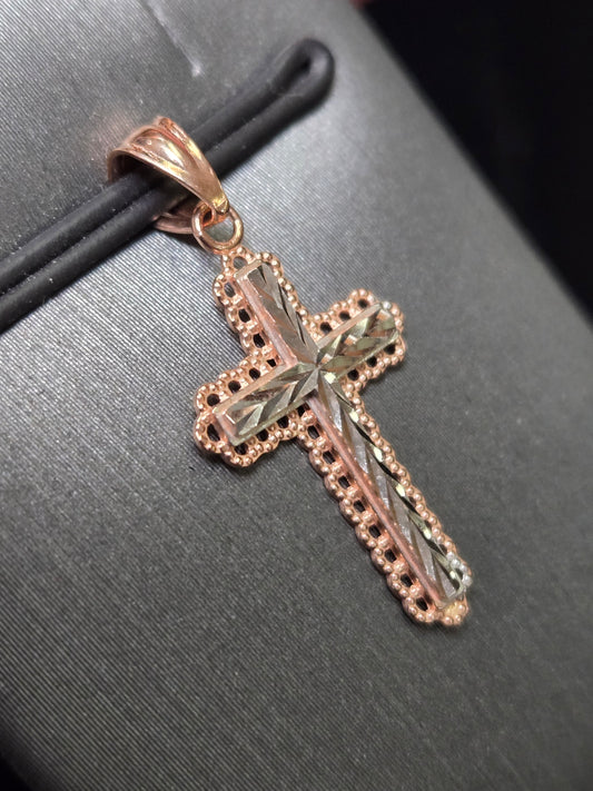 14K Multi-Tone Gold Cross Pendant 0.6g