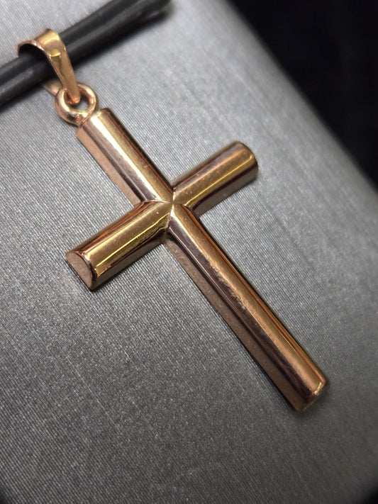 14K Rose Gold Cross Pendant 0.7g