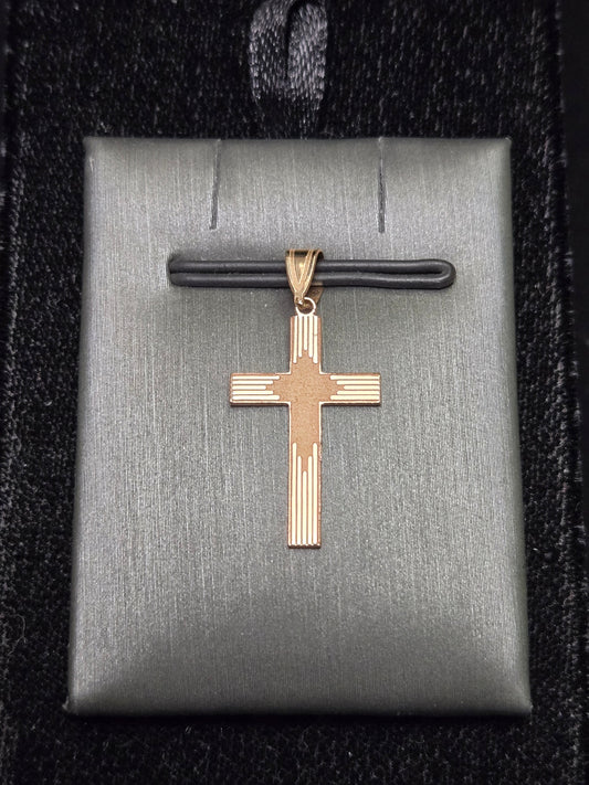 14K Rose Gold Cross Pendant 0.8g