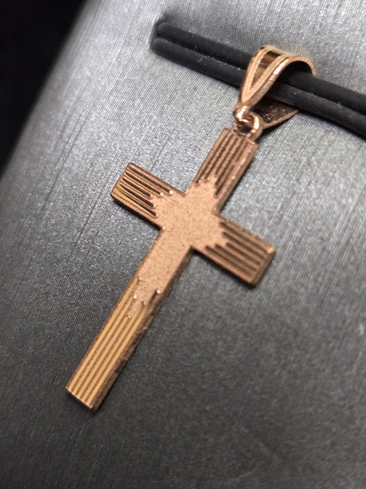 14K Rose Gold Cross Pendant 0.8g