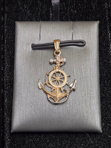 14K Multi-Tone Gold Anchor Pendant 1.6g