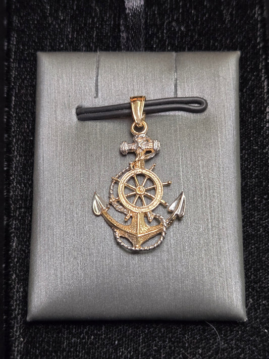 14K Multi-Tone Gold Anchor Pendant 1.6g