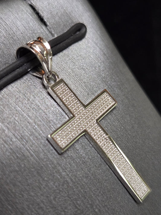 14K White Gold Cross Pendant 0.8g