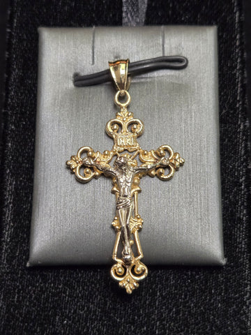 14K Multi-Tone Gold Crucifix Pendant 4g