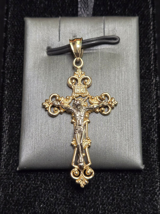 14K Multi-Tone Gold Crucifix Pendant 4g
