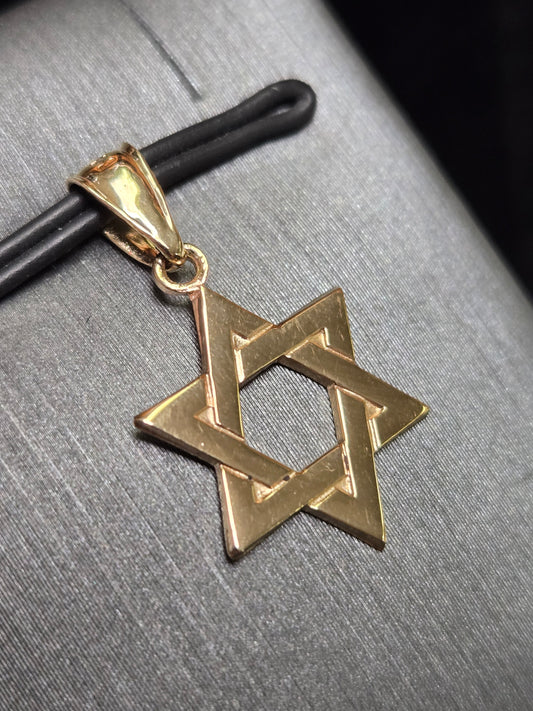 14K Gold Star of David Pendant 1g