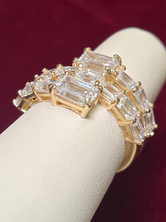 14K Gold Ring 4.83ct Baguette Lab-Created Diamonds 6.8g