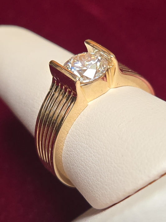14K Gold Ring 1.69ct Round Lab-Created Diamond 8.2g