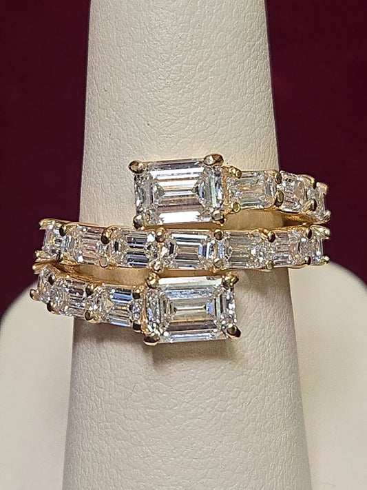 14K Gold Ring 4.83ct Baguette Lab-Created Diamonds 6.8g