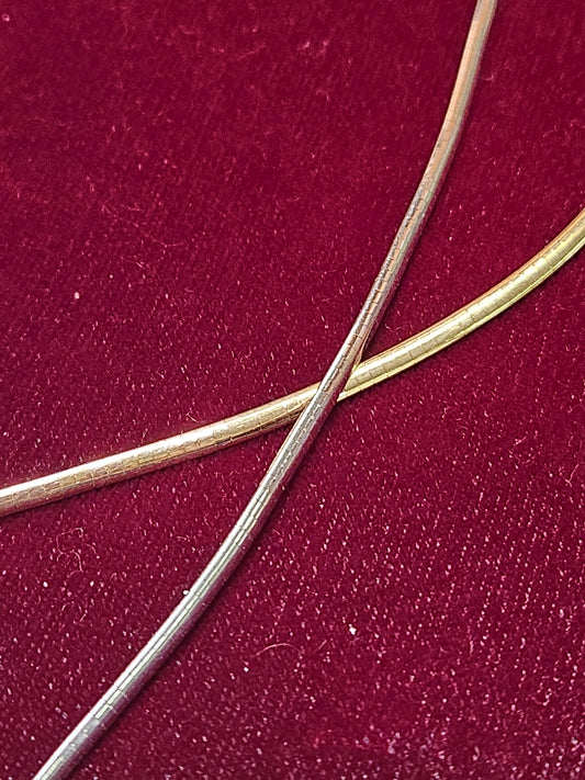 14K Multi-Tone Gold Omega Chain Necklace 16" 10g