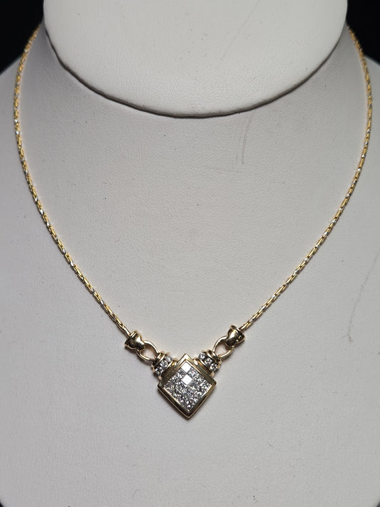14K Multi-Tone Gold Cobra Chain Station Necklace 1.3ct Diamonds 10.3g