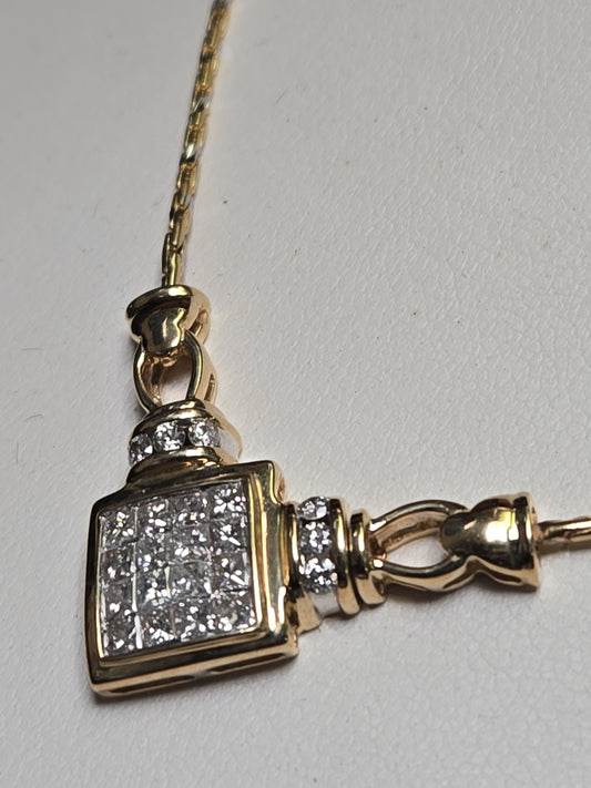 14K Multi-Tone Gold Cobra Chain Station Necklace 1.3ct Diamonds 10.3g