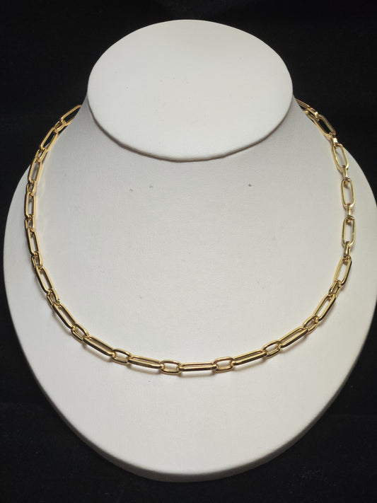 14K Gold Paper Clip Chain Necklace 18" 7.8g